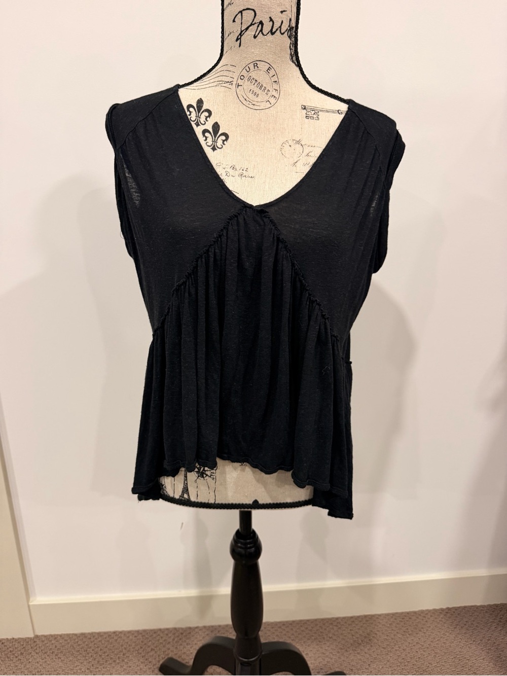 Free People Black V-Neck layered top